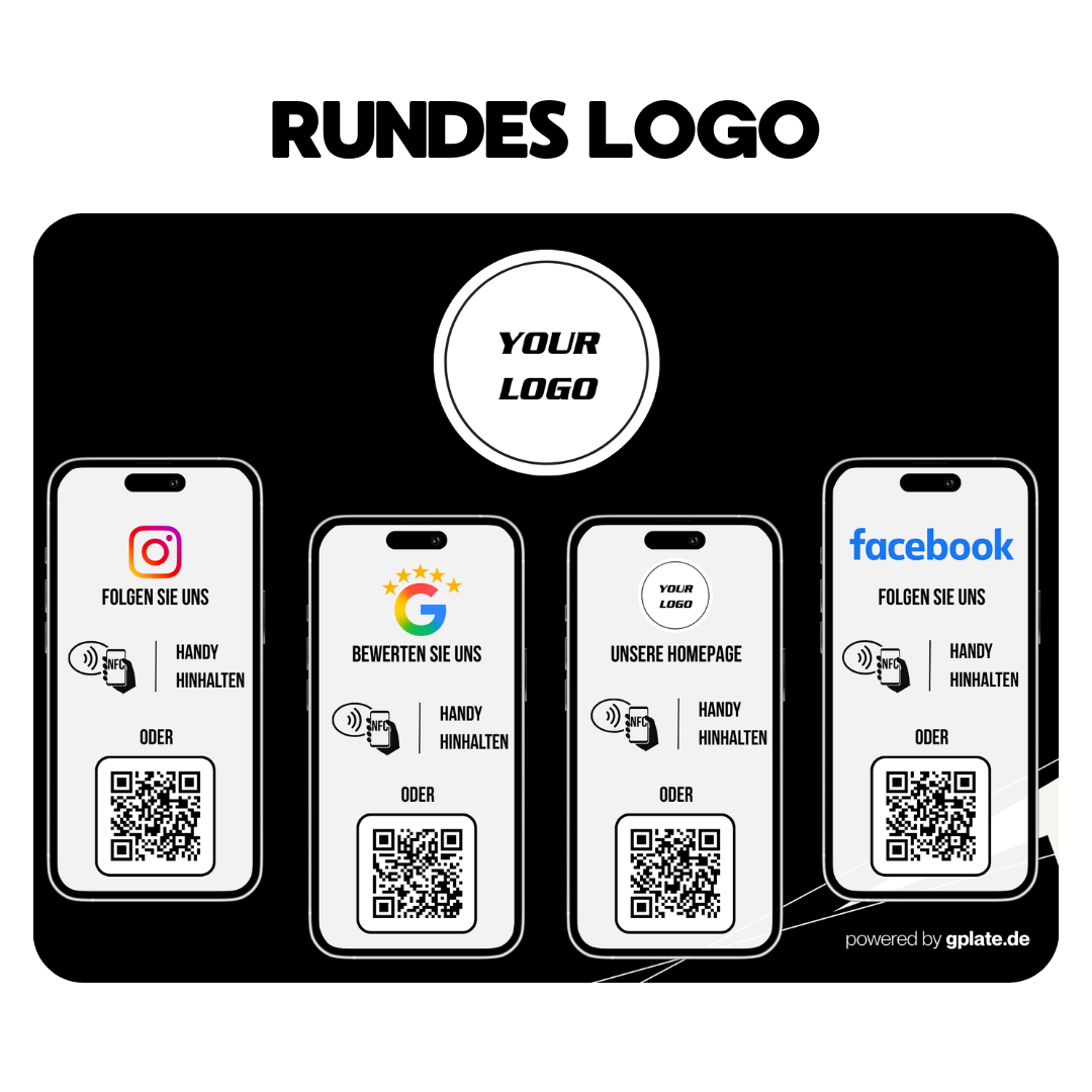 Personalisierte Platte – 4 Verlinkungen (NFC + QR)