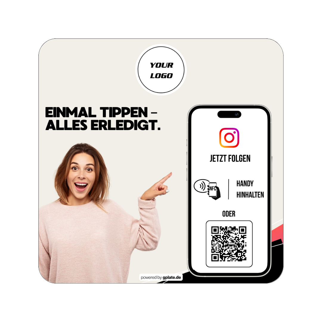 Personalisierte Platte – 1 Verlinkung (NFC + QR)