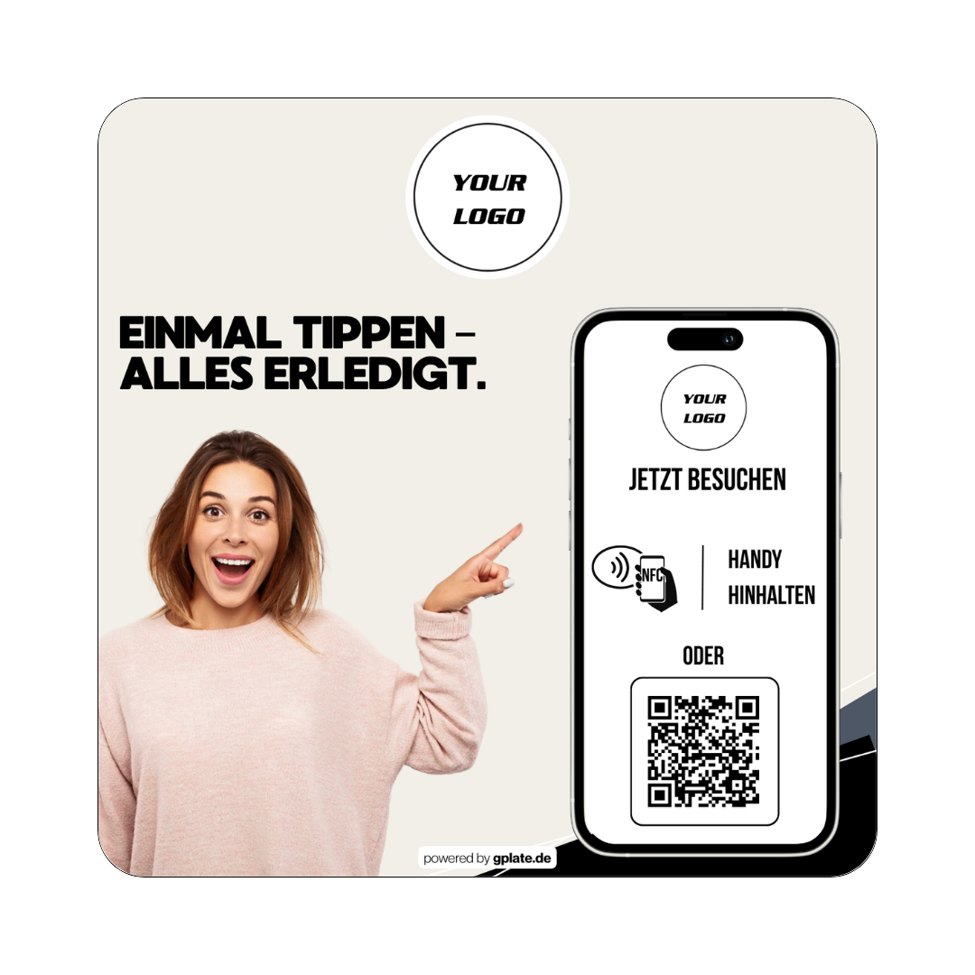 Personalisierte Platte – 1 Verlinkung (NFC + QR)
