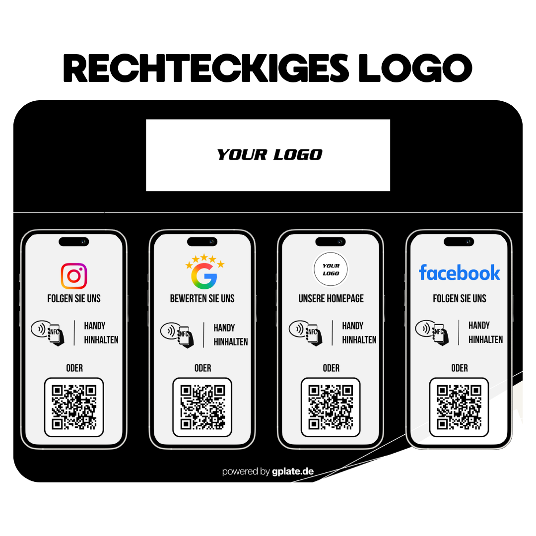 Personalisierte Platte – 4 Verlinkungen (NFC + QR)