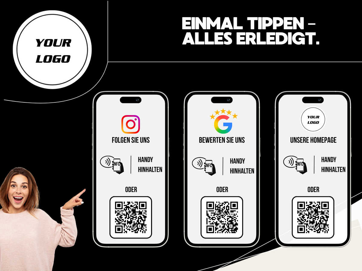 Personalisierte Platte – 3 Verlinkungen (NFC + QR)