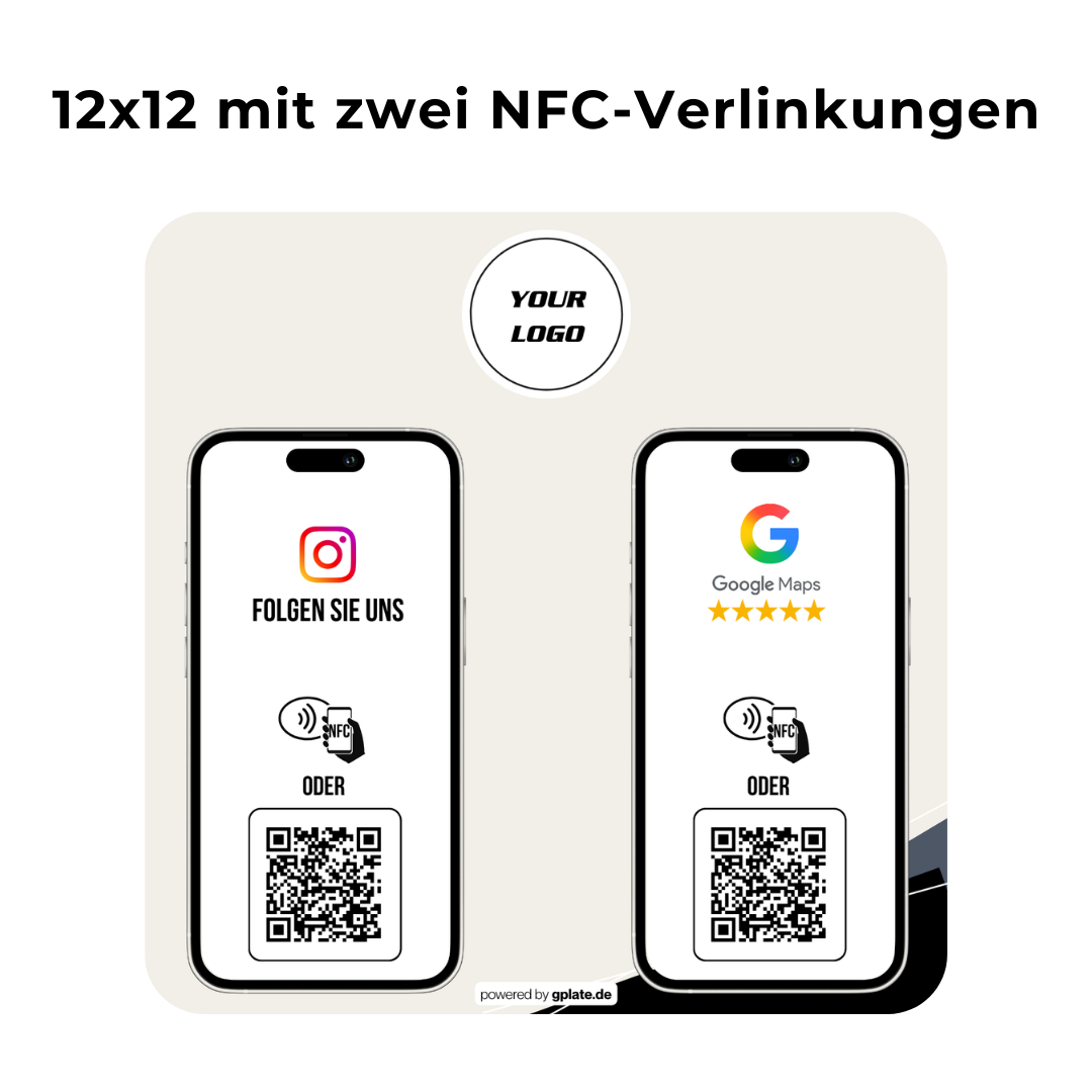Personalisierte Platte – 2 Verlinkungen (NFC + QR)