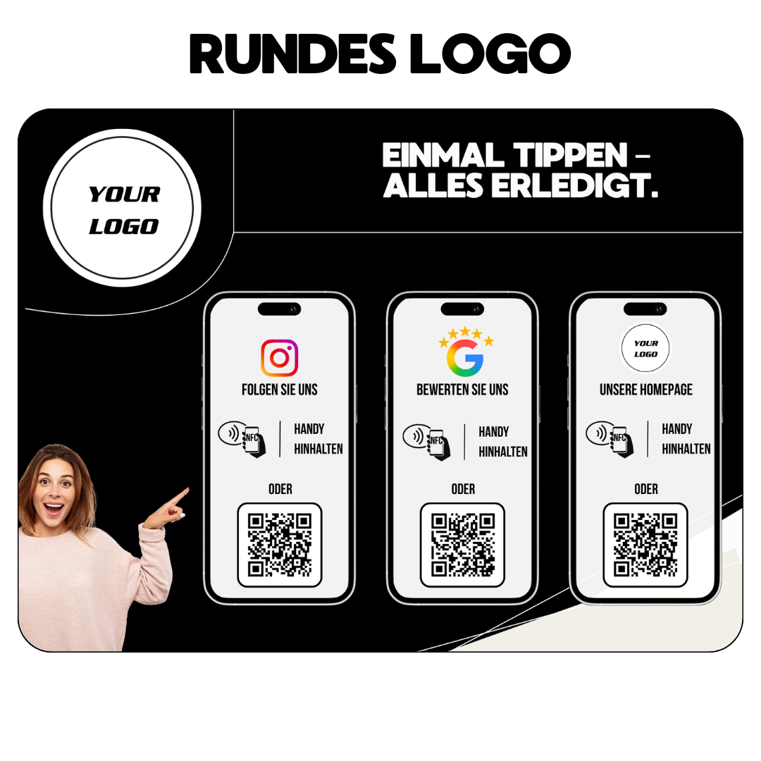 Personalisierte Platte – 3 Verlinkungen (NFC + QR)