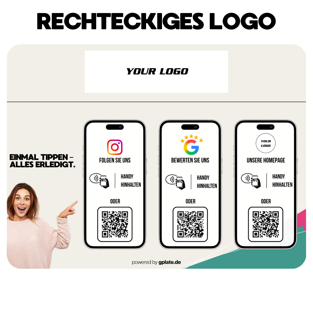 Personalisierte Platte – 3 Verlinkungen (NFC + QR)