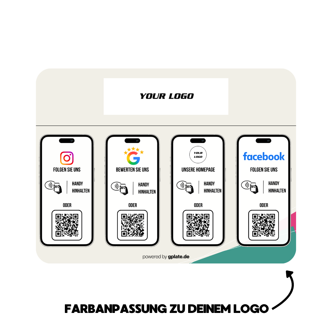 Personalisierte Platte – 4 Verlinkungen (NFC + QR)