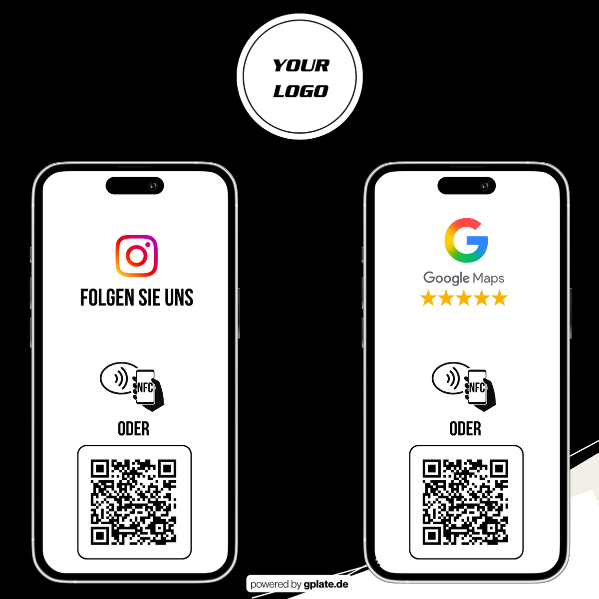Personalisierte Platte – 2 Verlinkungen (NFC + QR)