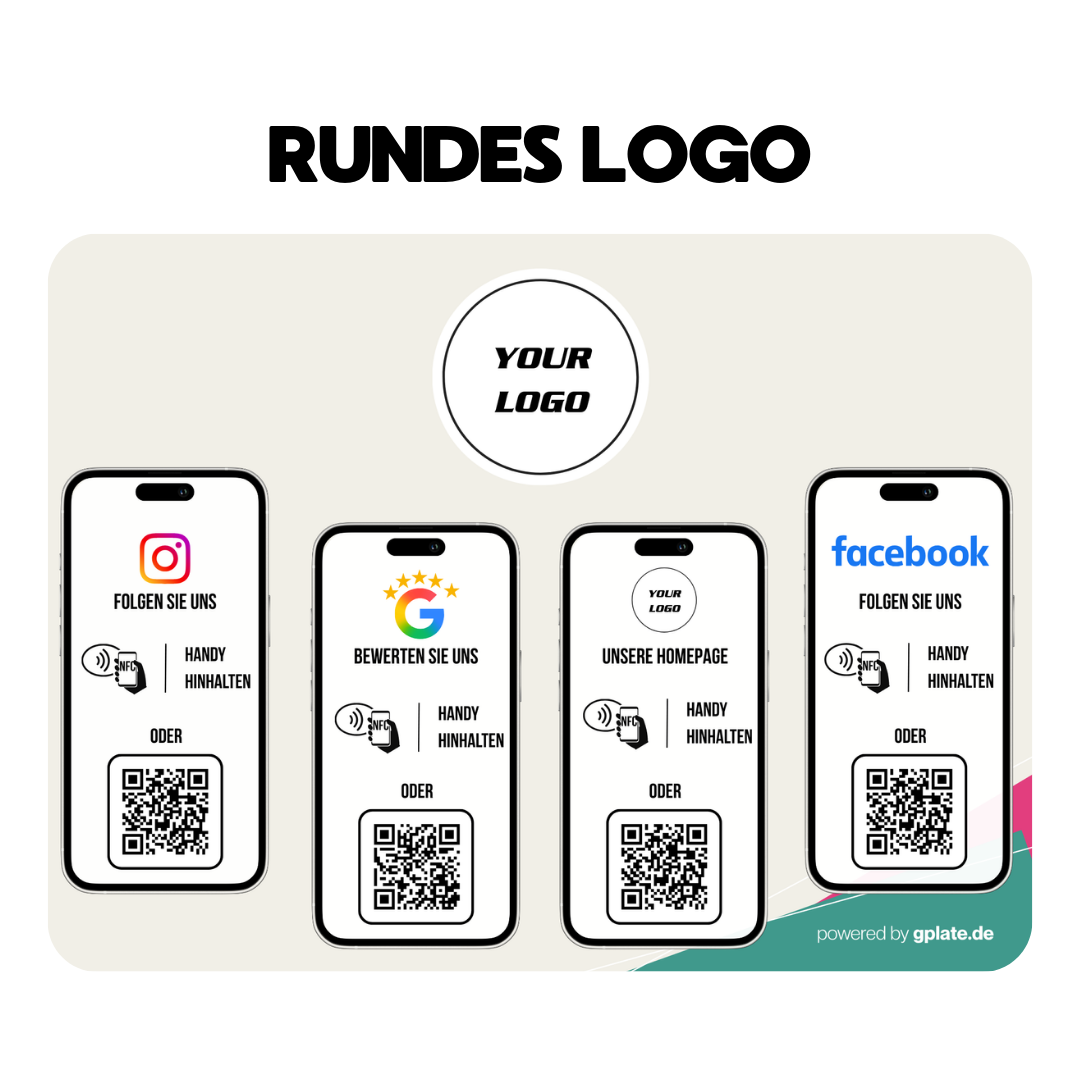Personalisierte Platte – 4 Verlinkungen (NFC + QR)