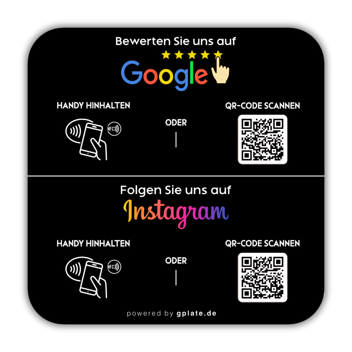 Socialplate – Google & Instagram per NFC und QR