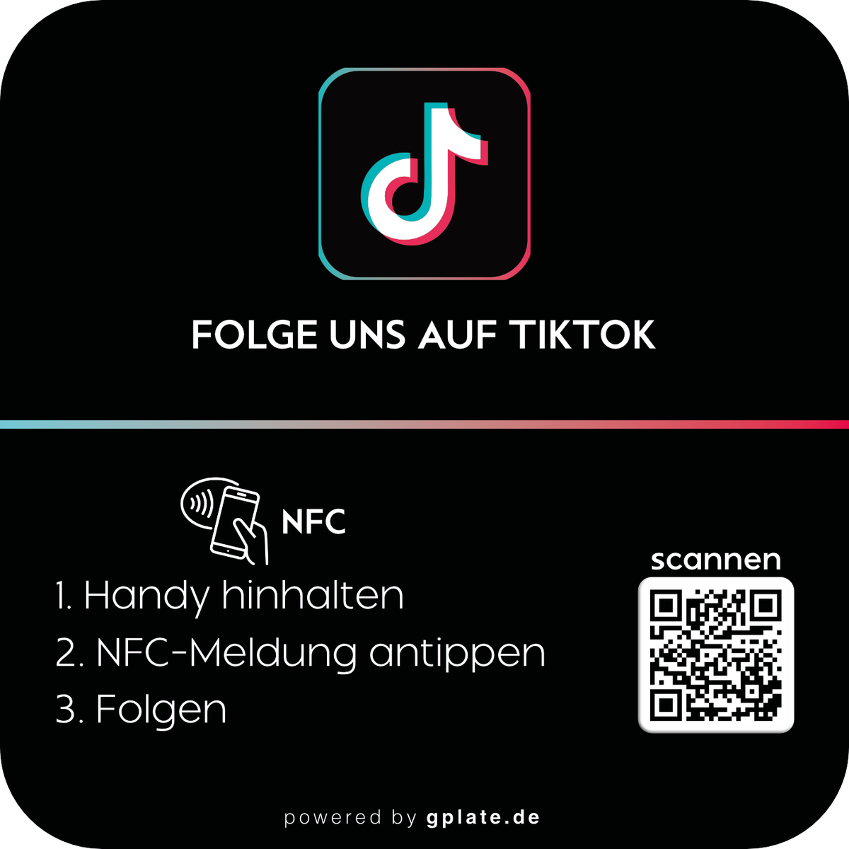TikTokplate – NFC-Acrylplatte für dein TikTok-Profil
